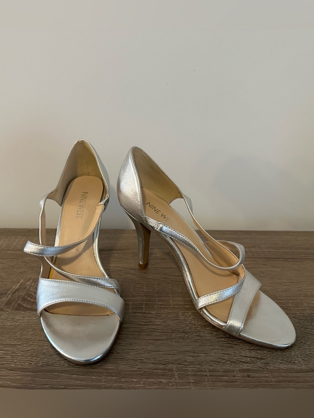 Nine West Metallic Silver Open-Toe Stiletto